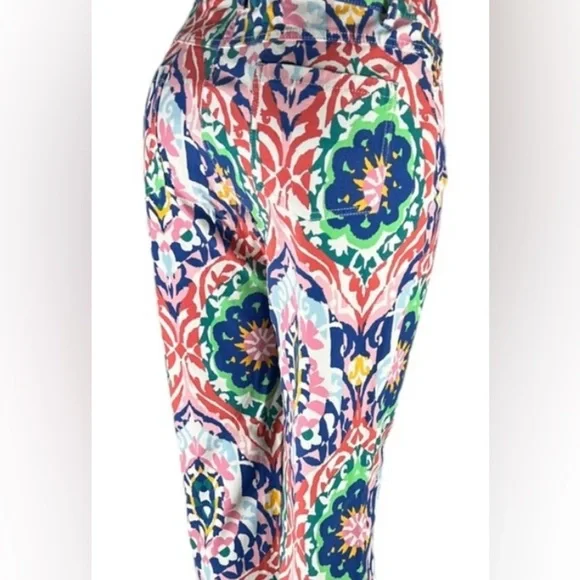 J. McLaughlin Red and Blue Trousers with floral Print Lexi - Picture 3 of 7